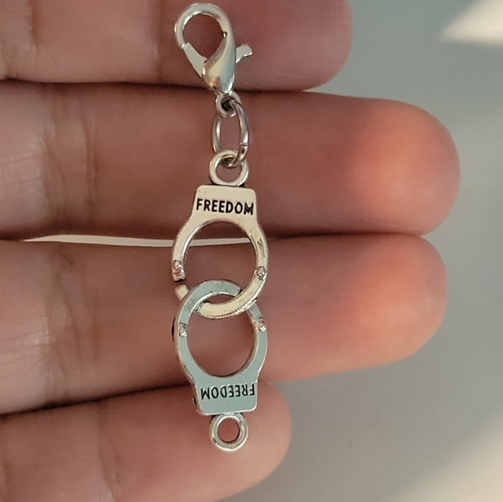 Clip On handcuffs charms silver zipper bracelet charms bag dreadlocks beads